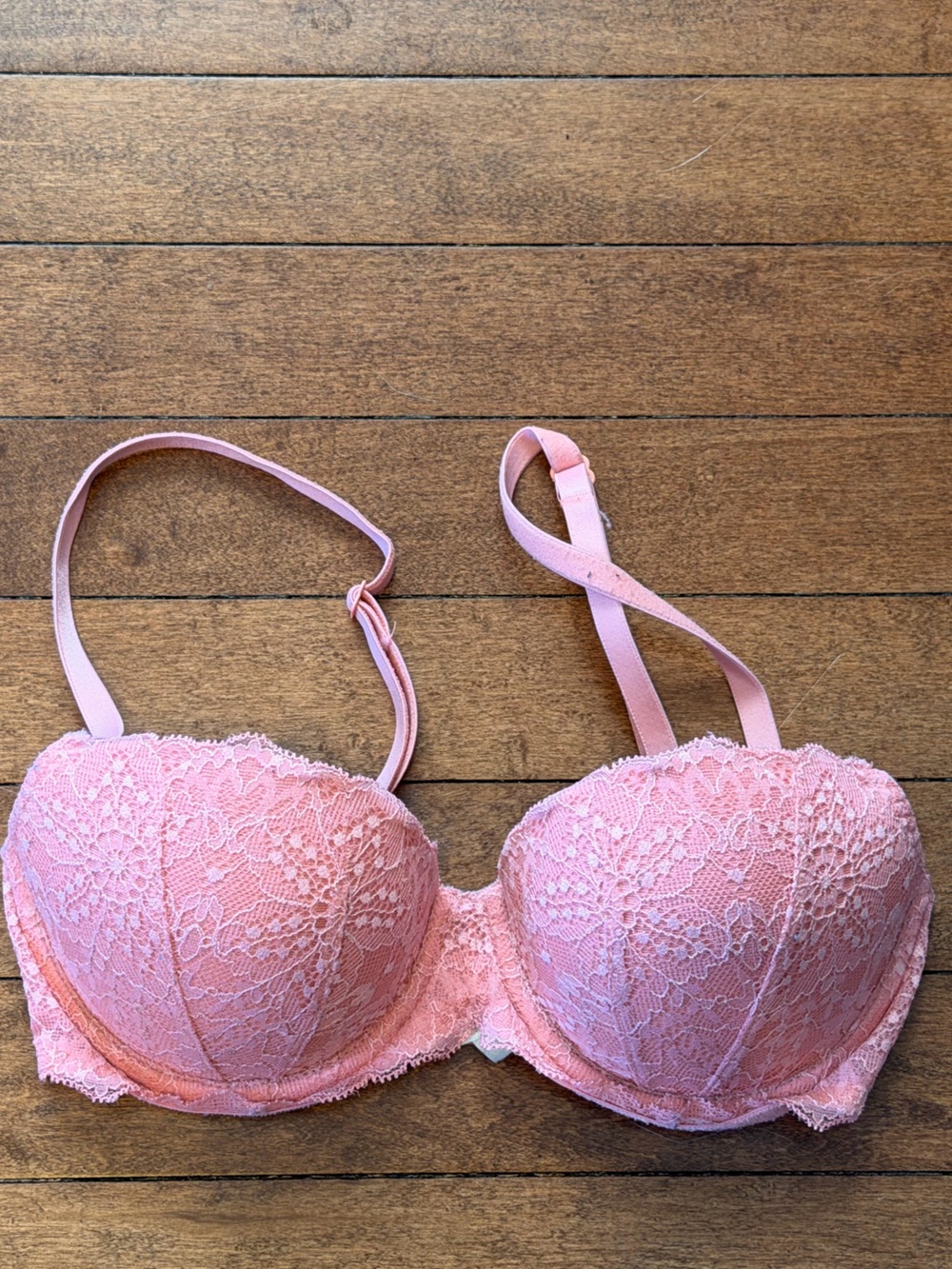 PINK Victorias Secret Lace Push-Up Pink Bra 34B - Picture 2 of 6